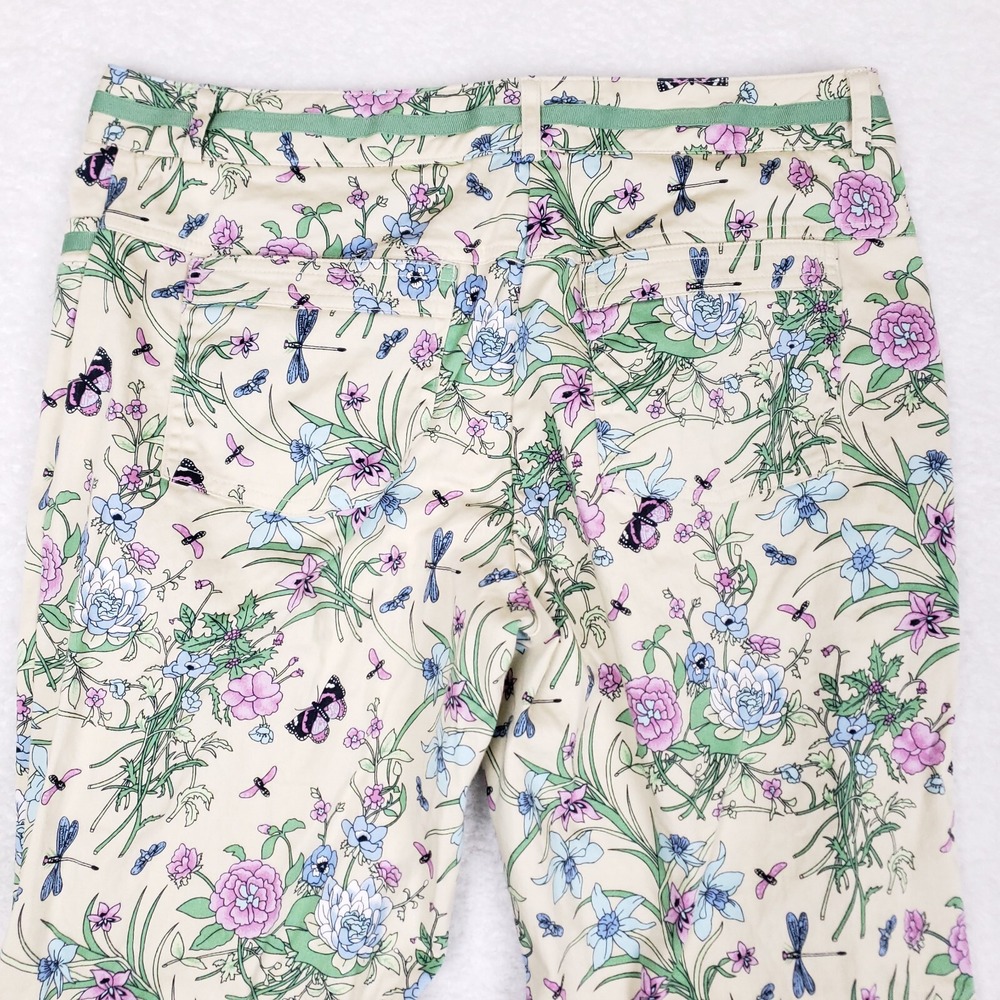 Casual Corner Pants Floral Print Straight Leg Size 6 Beige‎ Gardencore Y2K - Picture 10 of 10